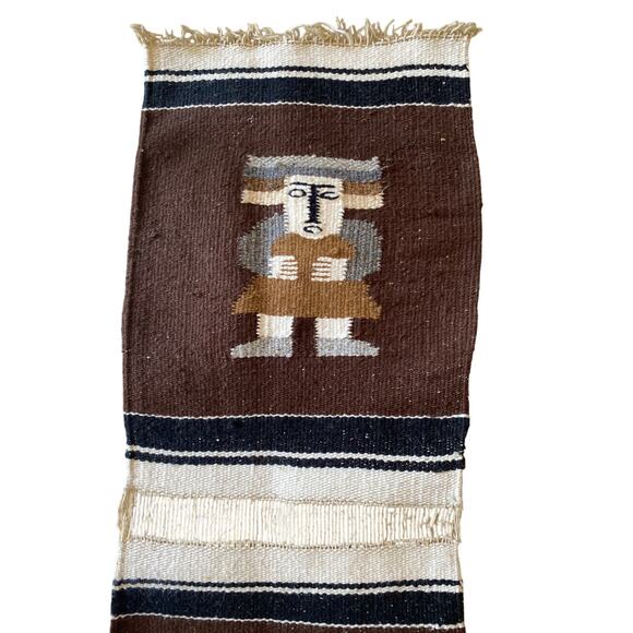 VTG Woven Wool Zapotec Indigenous Southwest Mexican Wool WALL TAPESTRY / RUG - Picture 2 of 8